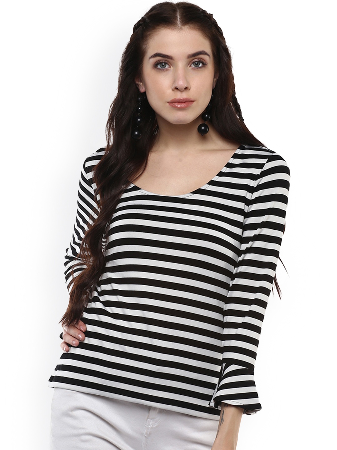 

Harpa Women White & Black Striped Top
