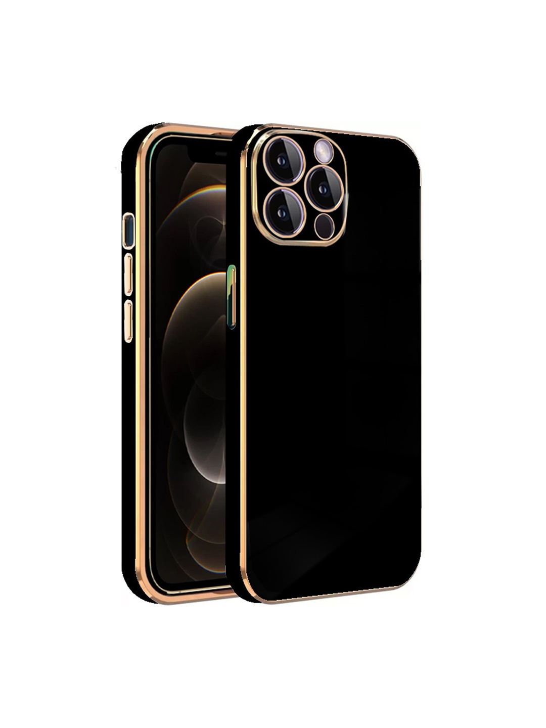 

Karwan Apple iPhone 11 Pro Max Electroplated Chrome 6D Mobile Back Cover, Black