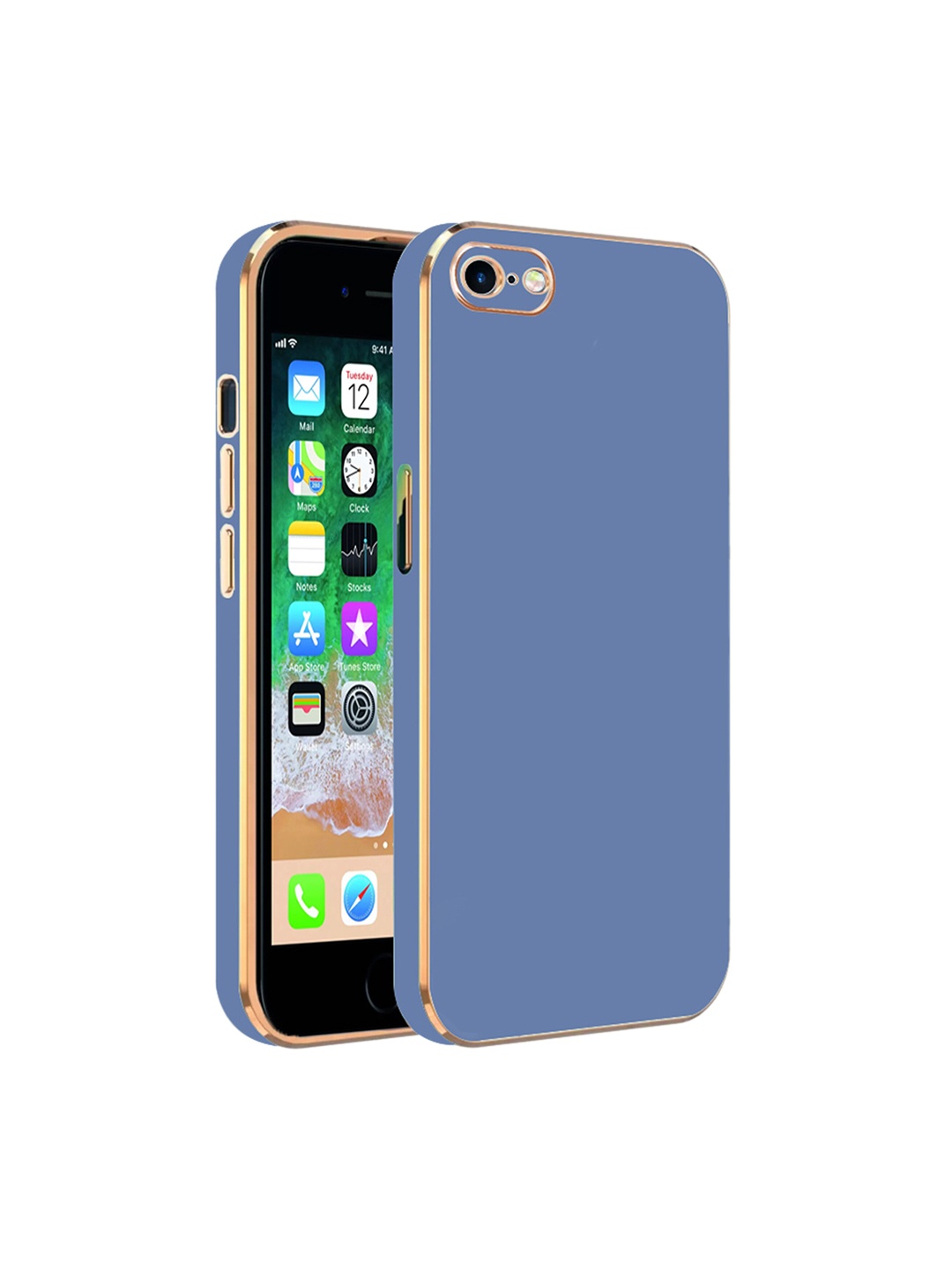 

KARWAN Electroplated Chrome 6D iPhone 8 Back Cover, Blue
