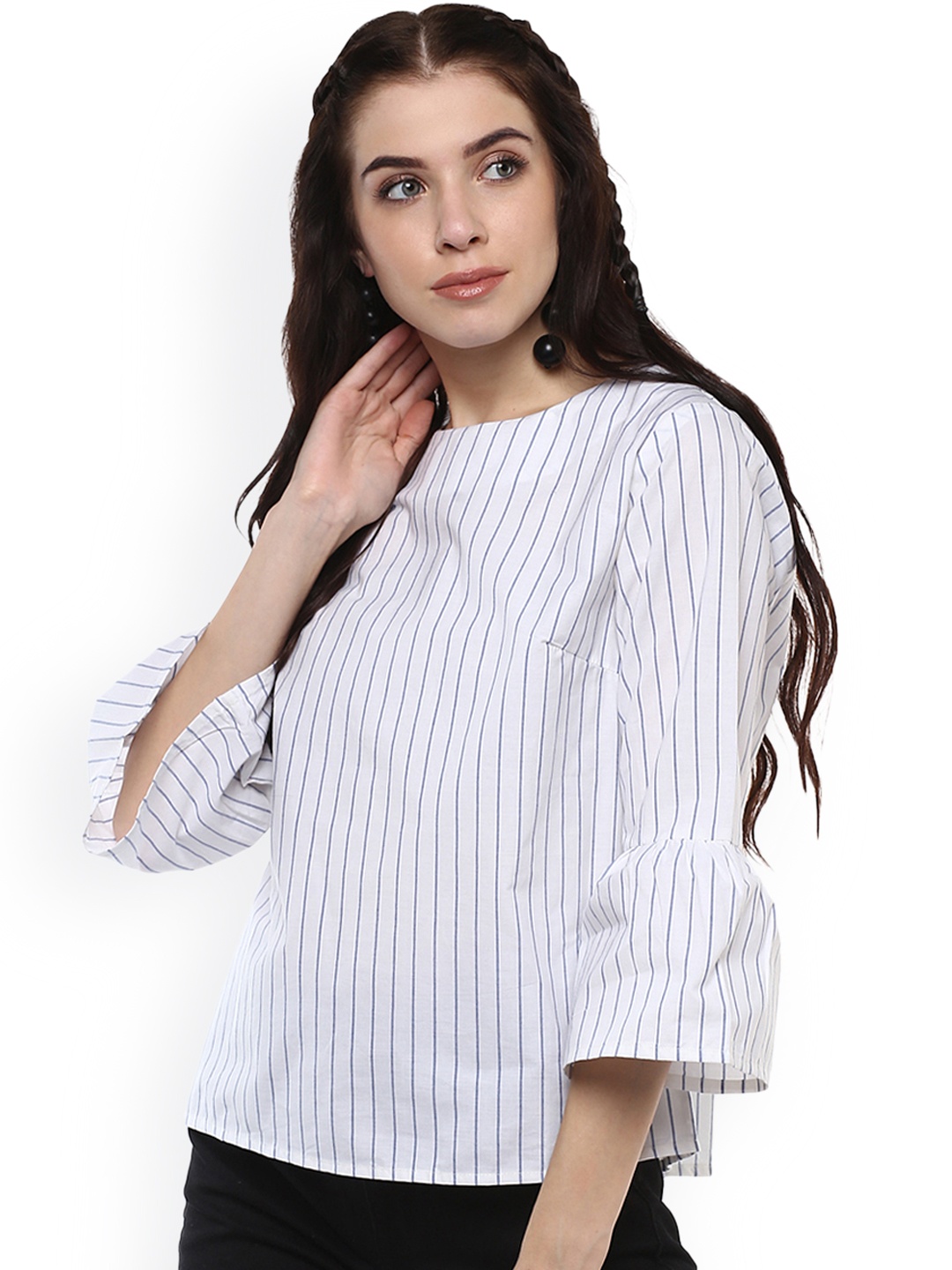 

Harpa Women White Striped Top