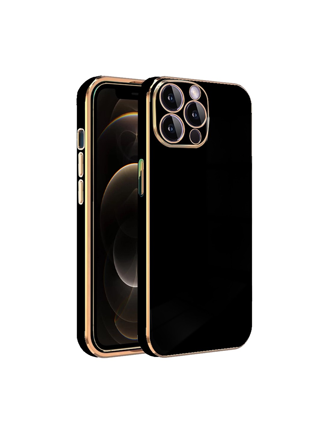 

KARWAN Electroplated Chrome 6D Back Cover Compatible for iPhone 12 Pro Mobile Phone, Black