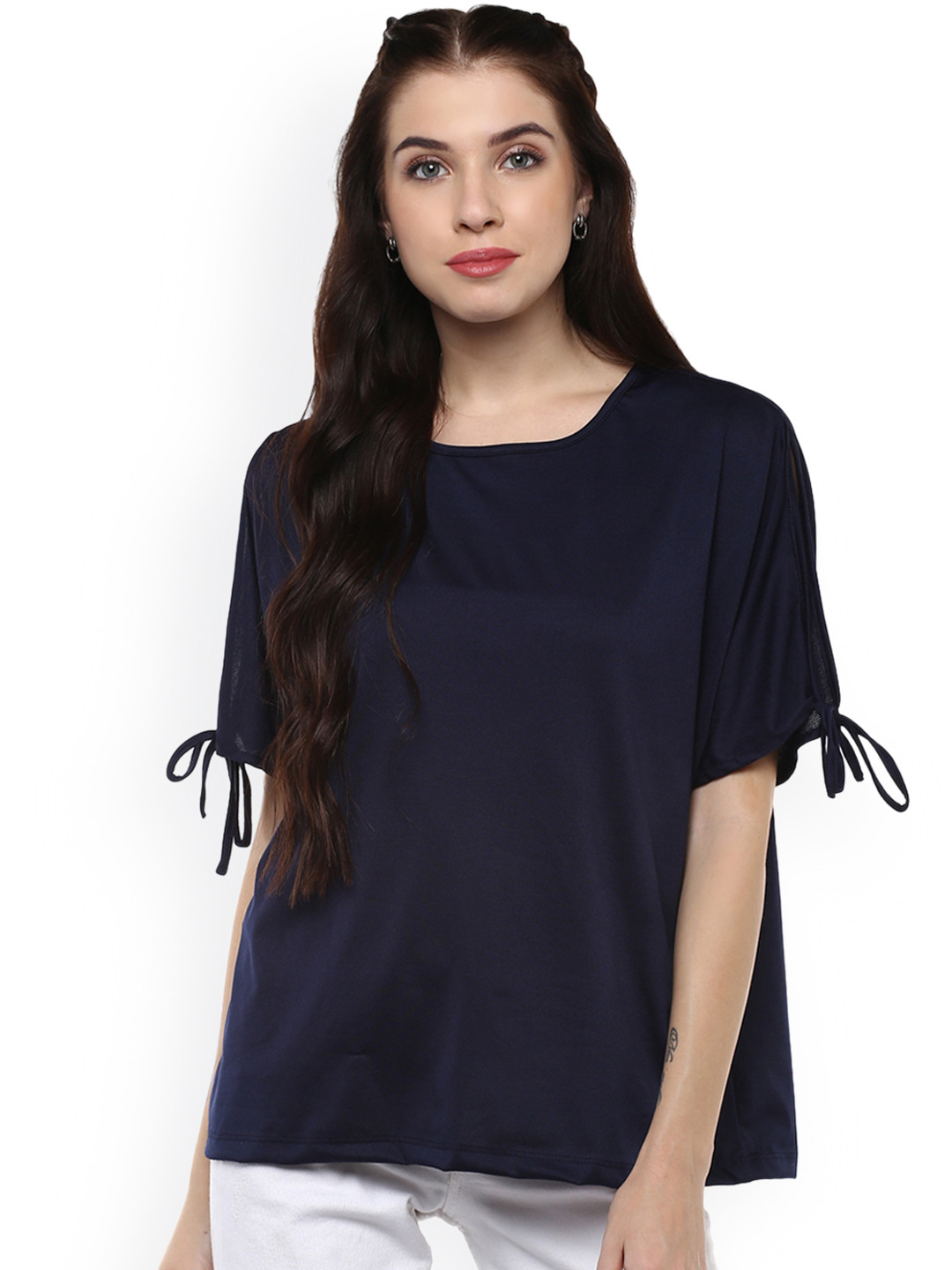 

Harpa Women Navy Solid Top, Navy blue