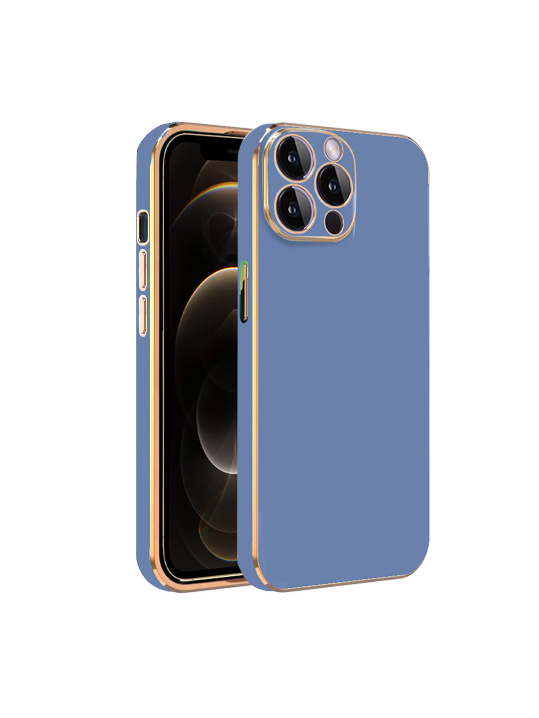 

Karwan iPhone 12 Pro Electroplated Chrome 6D Mobile Phone Case, Blue