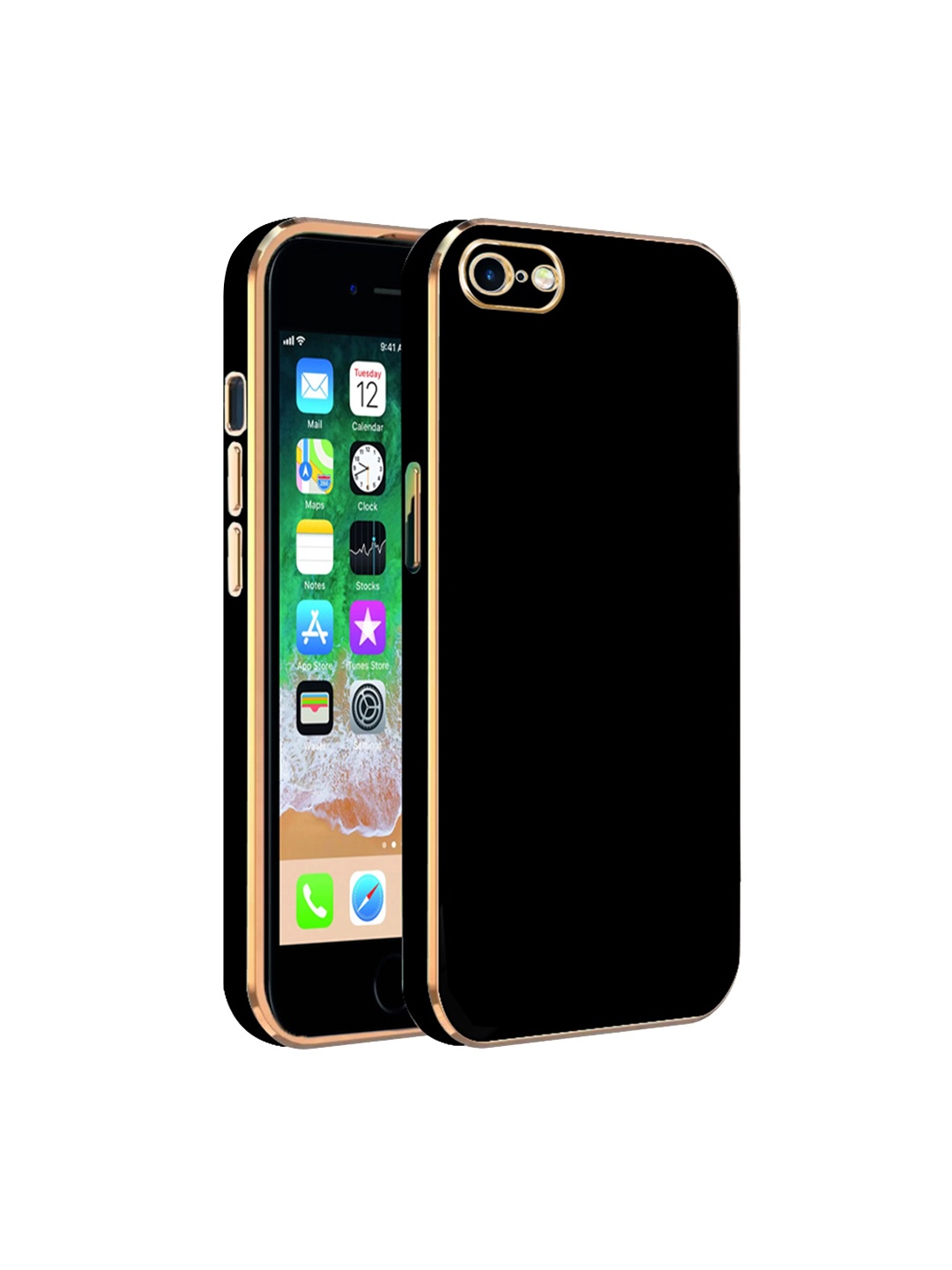 

Karwan iPhone 8 Electroplated Chrome 6D Mobile Phone Case, Black