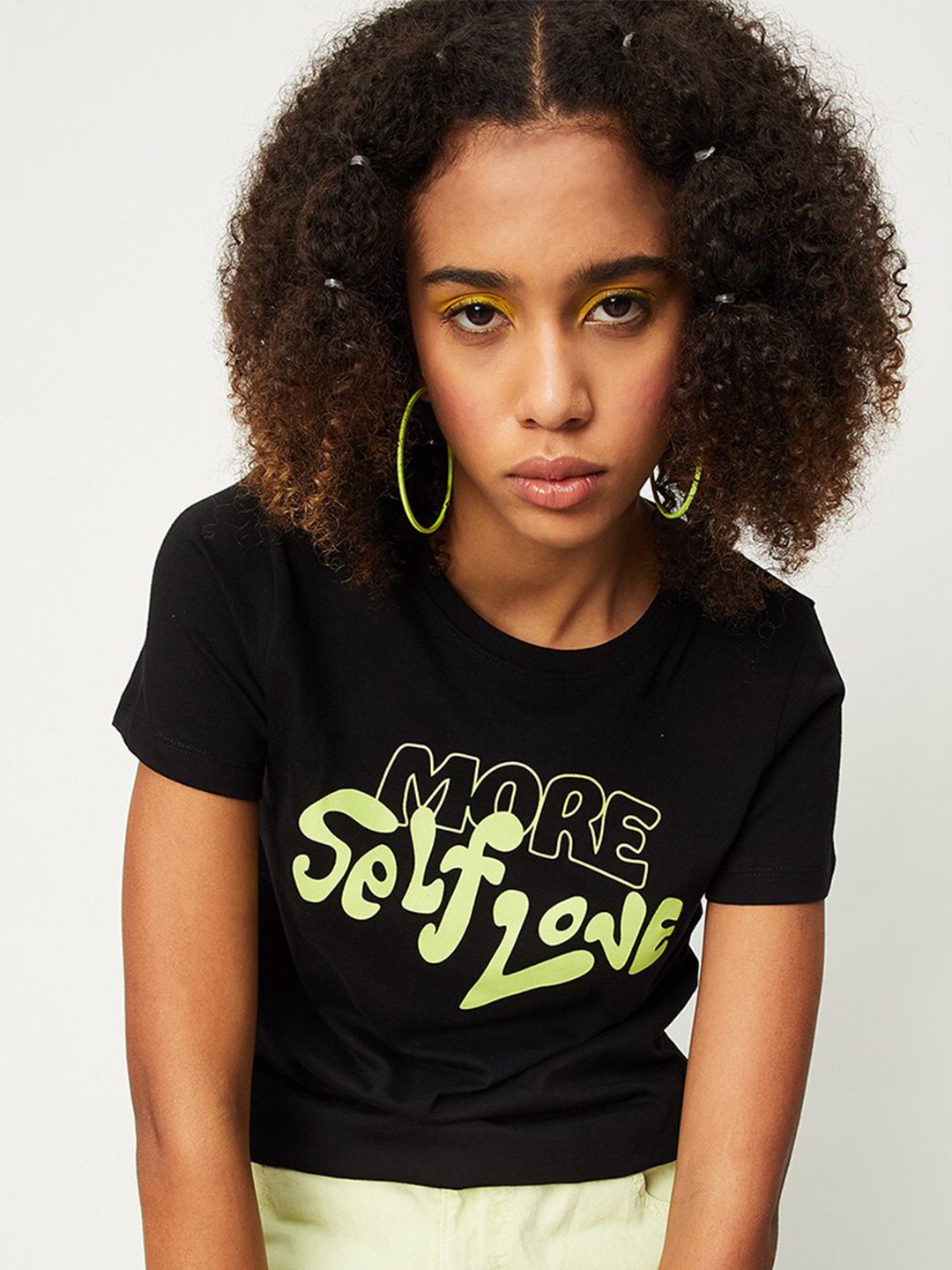 

max Typography Printed Pure Cotton T-Shirt, Black