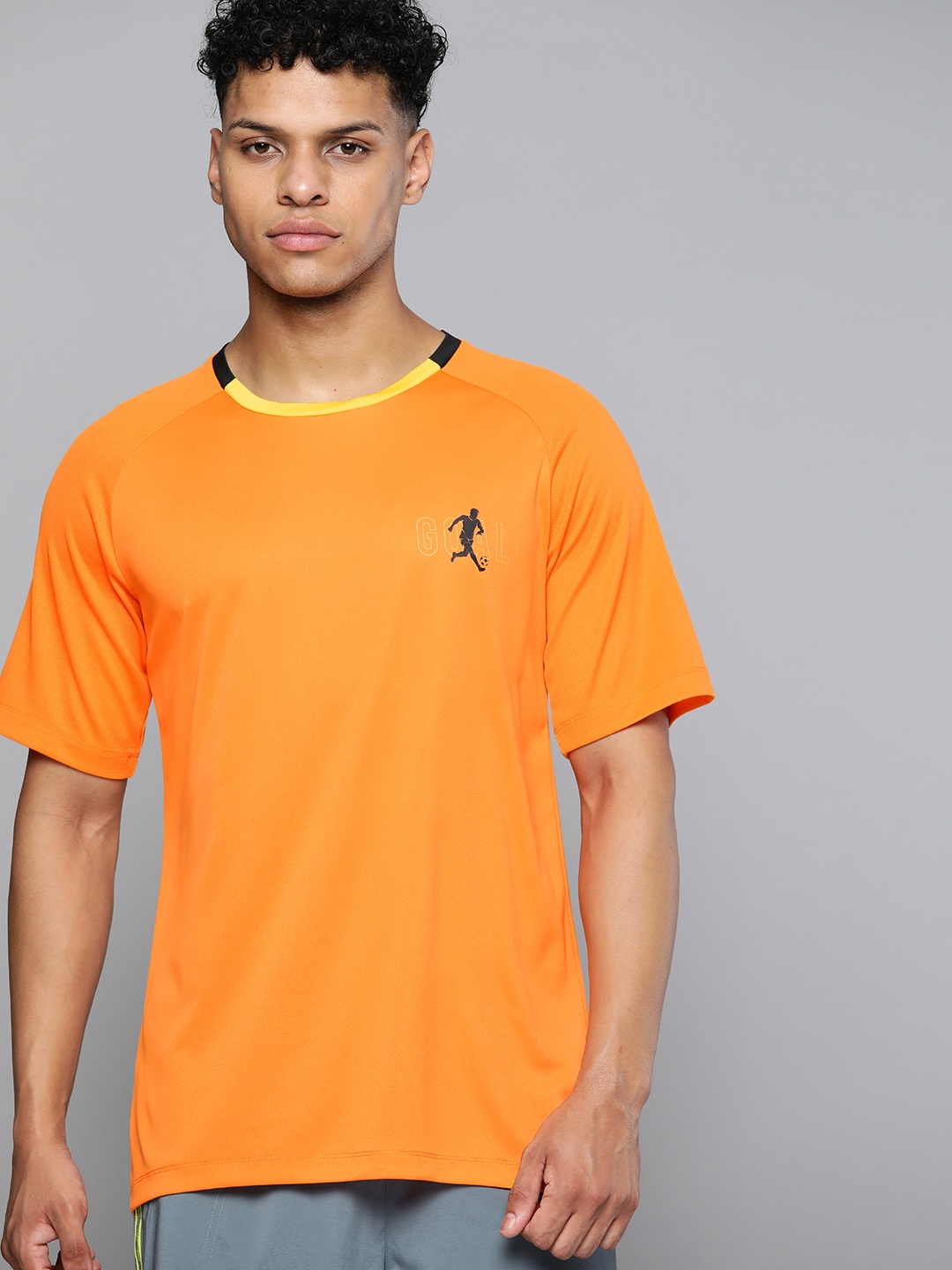 

HRX by Hrithik Roshan Men Typography Printed Rapid-Dry Football T-shirt, Orange