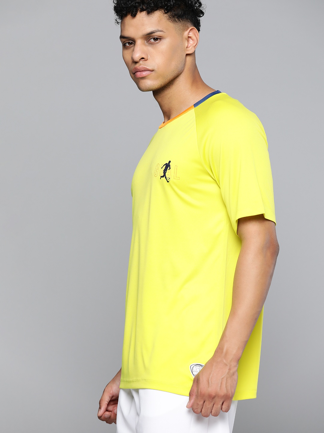 

HRX by Hrithik Roshan Men Typography Printed Rapid-Dry Football T-shirt, Yellow