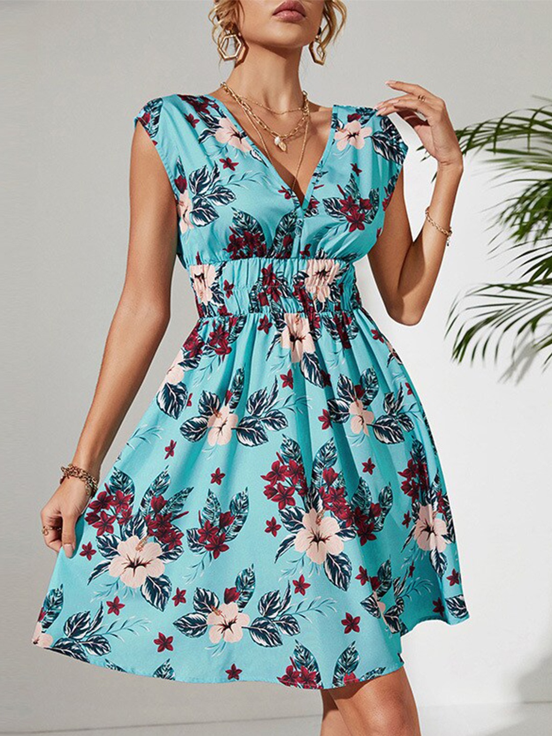 

BoStreet Floral Print Fit & Flare Dress, Blue