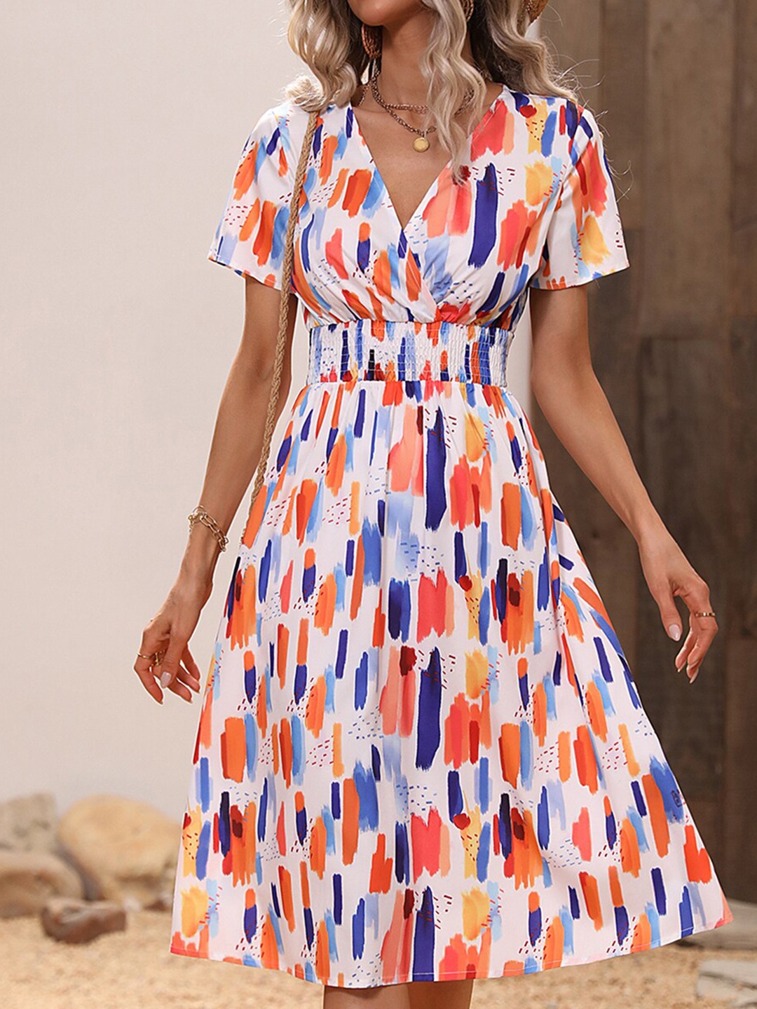 

StyleCast Abstract Printed Fit & Flare Midi Dress, White