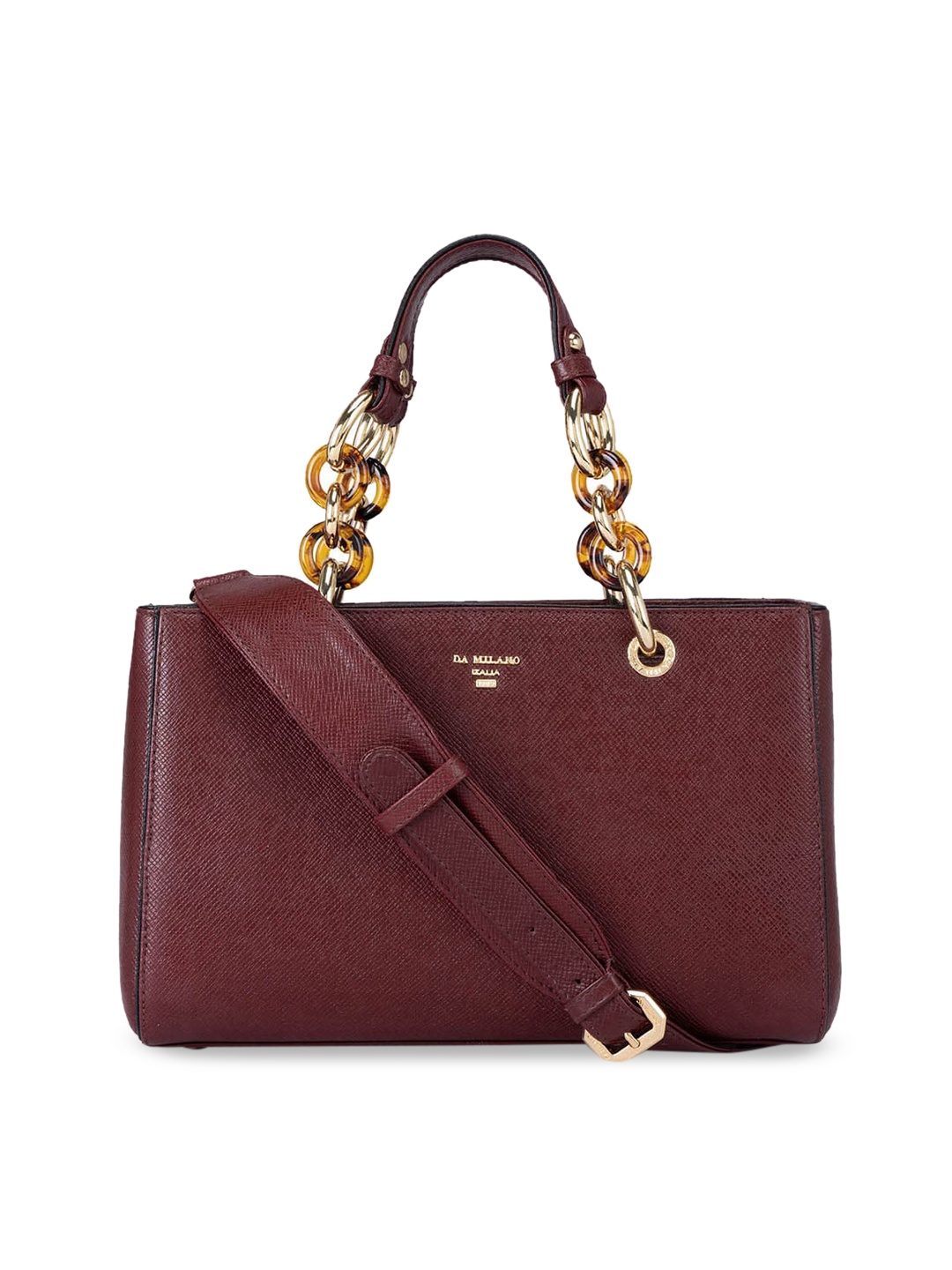 

Da Milano Leather Structured Handheld Bag, Maroon