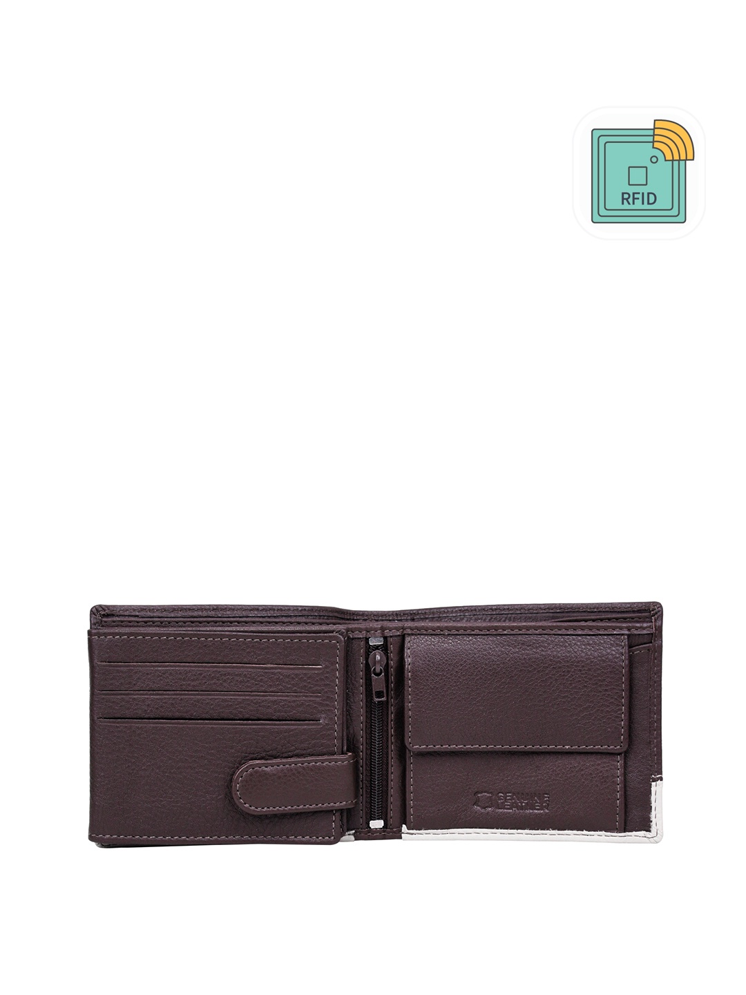 

URBAN FOREST Men Colourblocked Leather RFID Two Fold Wallet, Brown