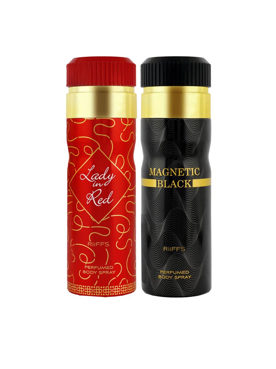 

RIIFFS Set Of 2 Long Lasting Deodorant 200 ml Each - Lady In Red & Magnetic Black