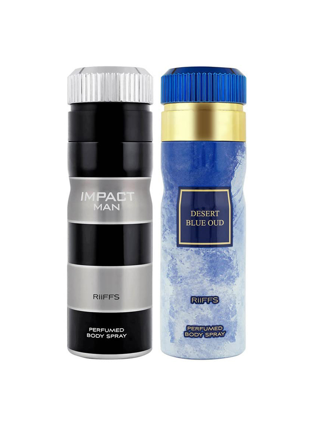 

RIIFFS Men Set of 2 Long Lasting Deodorant 200 ml Each - Impact Man & Desert Blue Oud