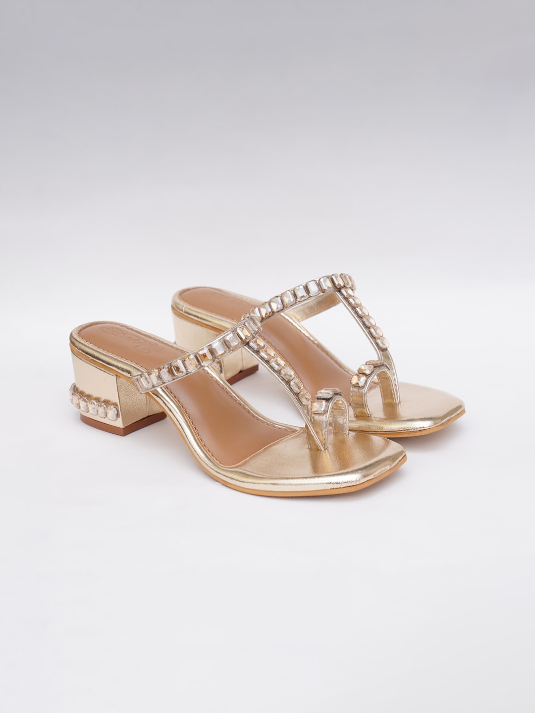 

Sole House Embellished Block Heels, Gold