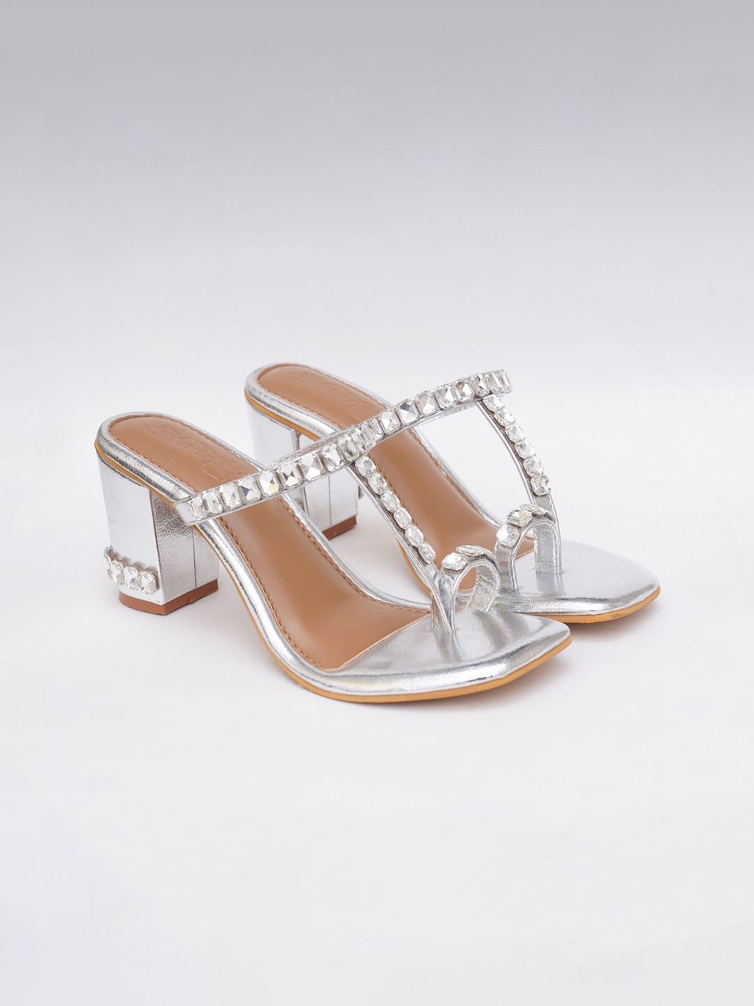 

Sole House Embellished Block Heels, Silver