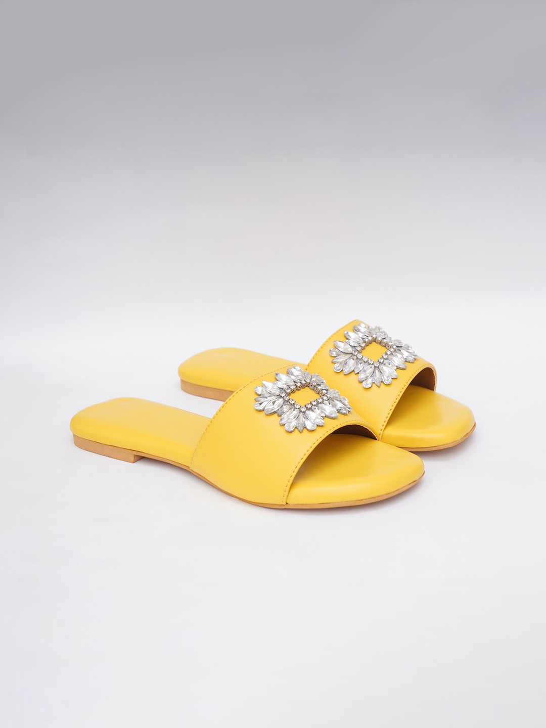 

Sole House Women Embellished Open Toe Flats, Yellow