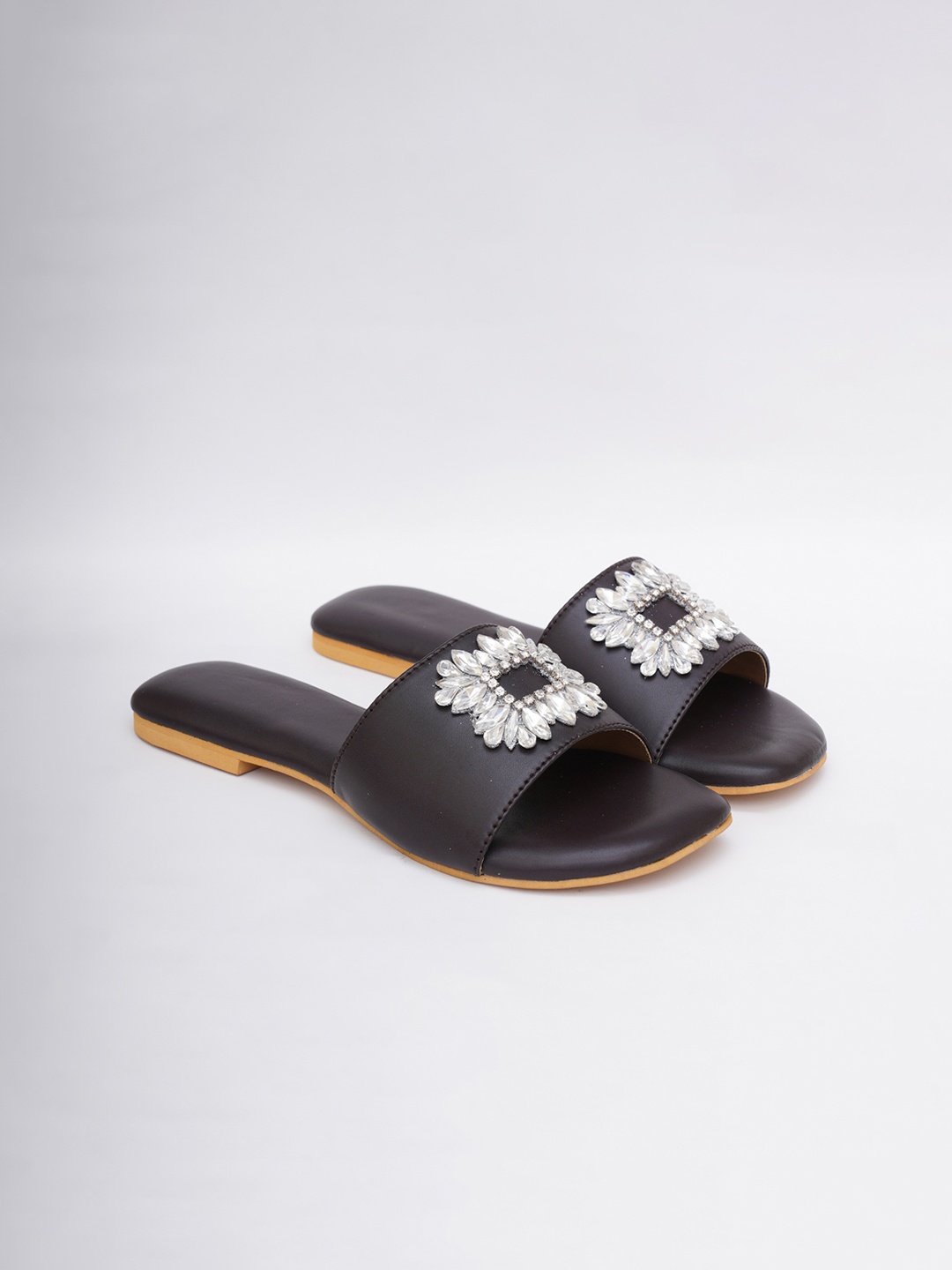 

Sole House Embellished Open Toe Flats, Black