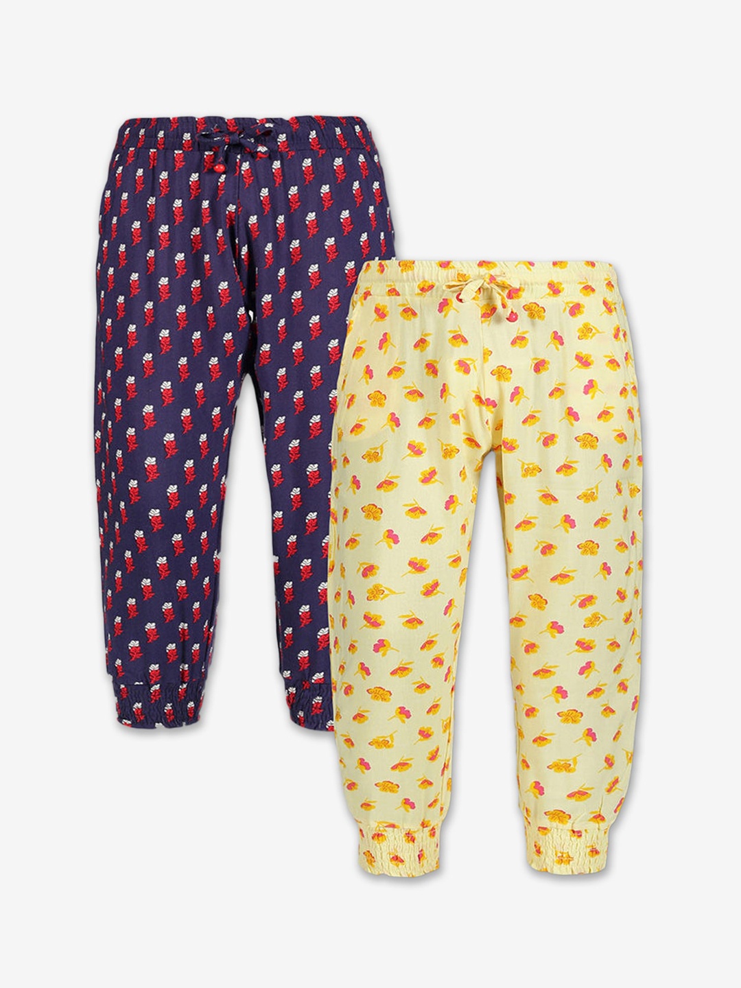 

Hopscotch Girls Pack Of 2 Printed Joggers, Yellow