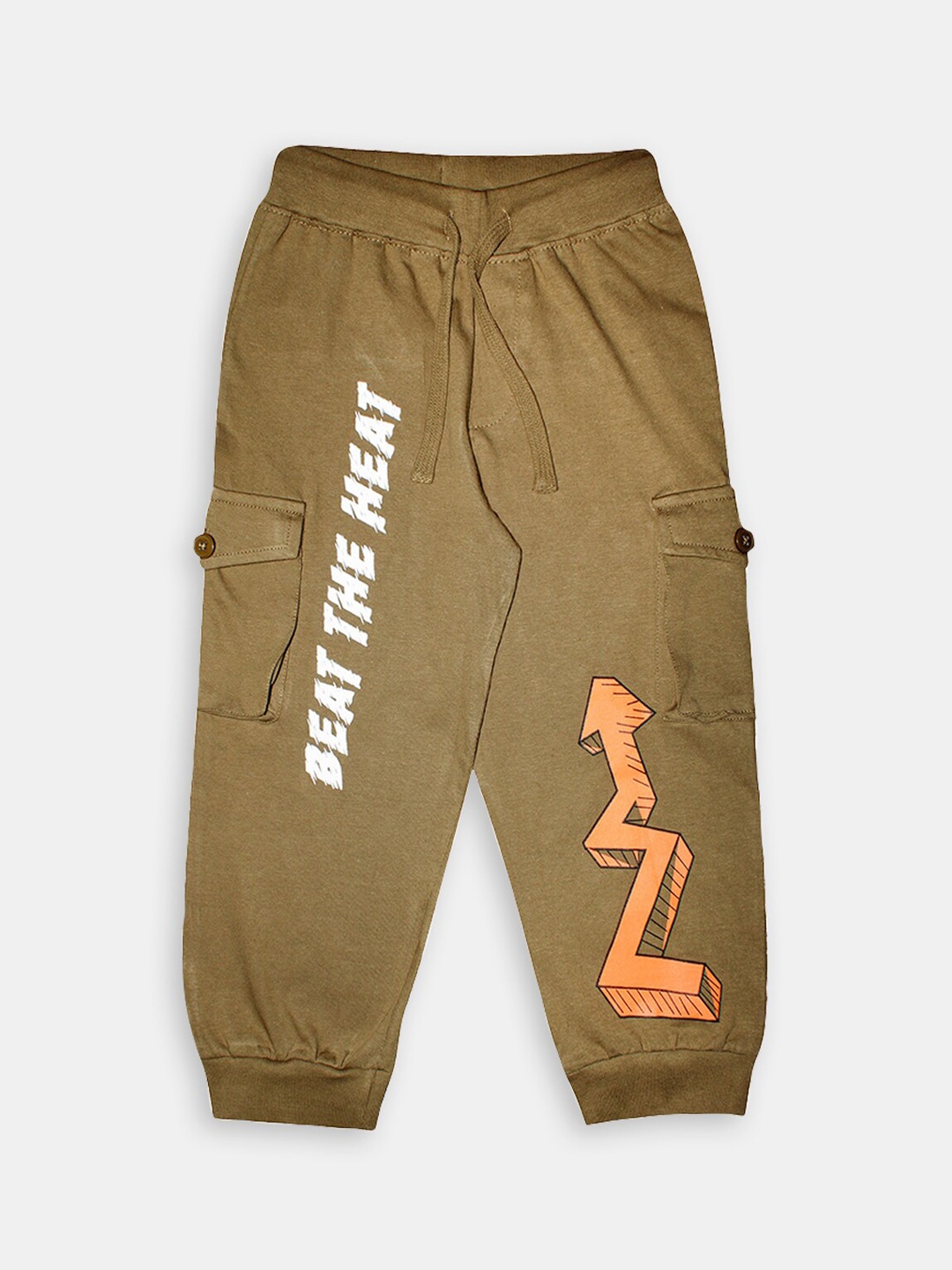 

Hopscotch Boys Regular-Fit Printed Joggers, Green