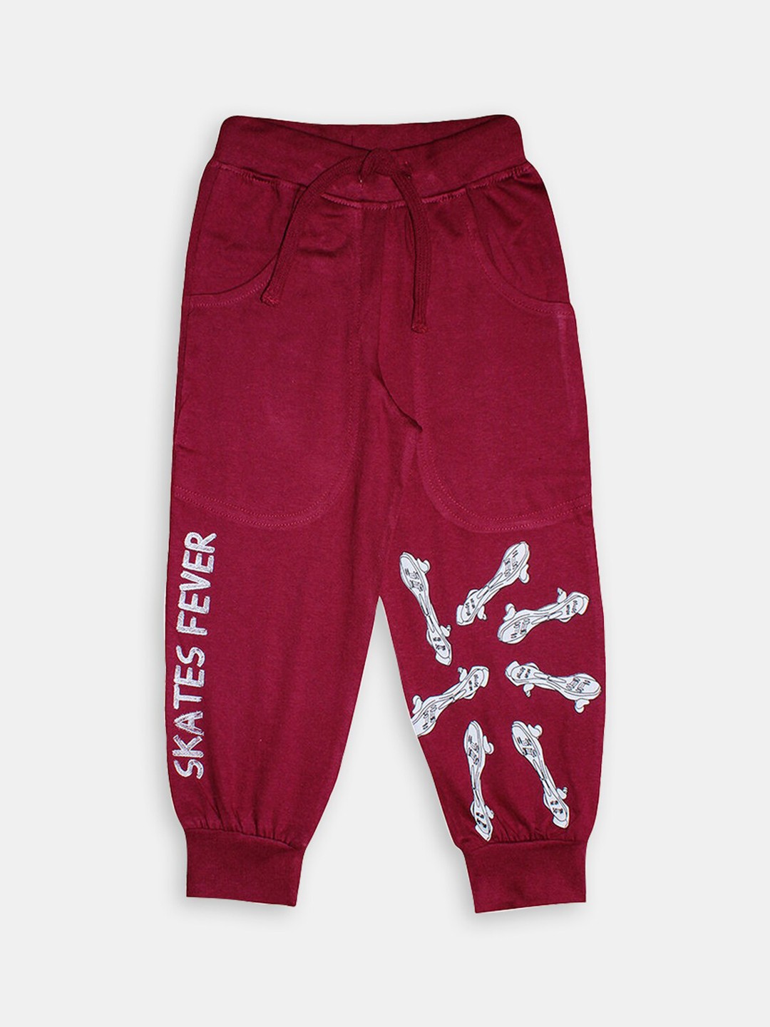 

Hopscotch Boys Graphic Printed Joggers, Maroon