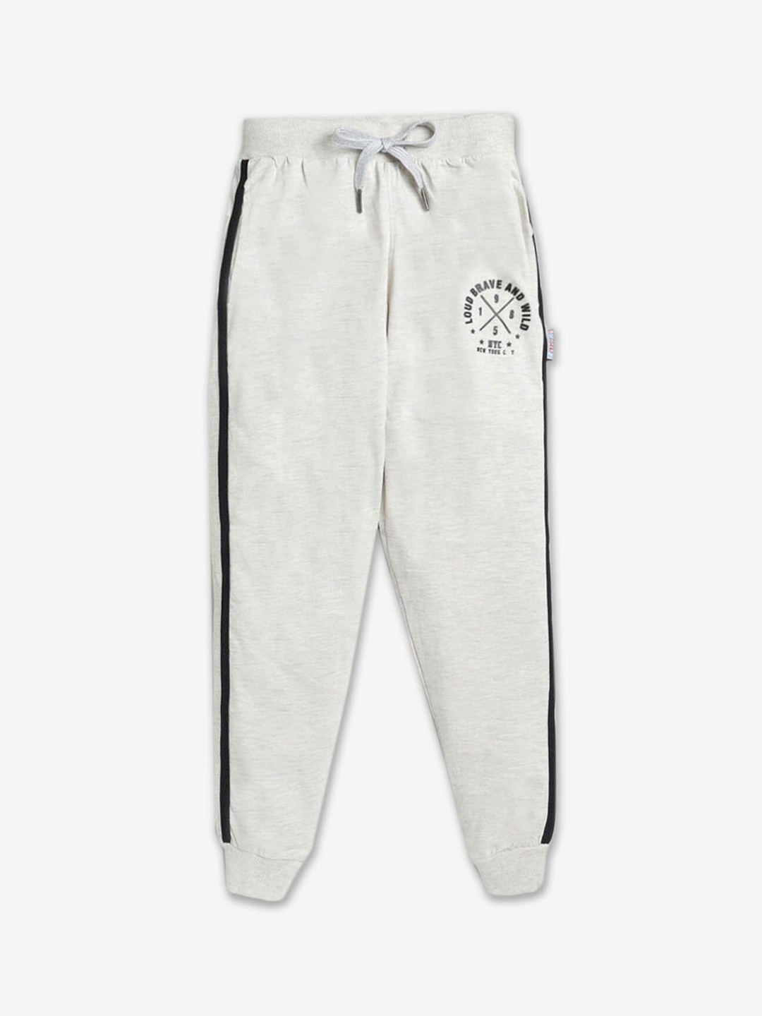 

Hopscotch Boys Self Design With Side Panel Detail Cotton Joggers, Grey