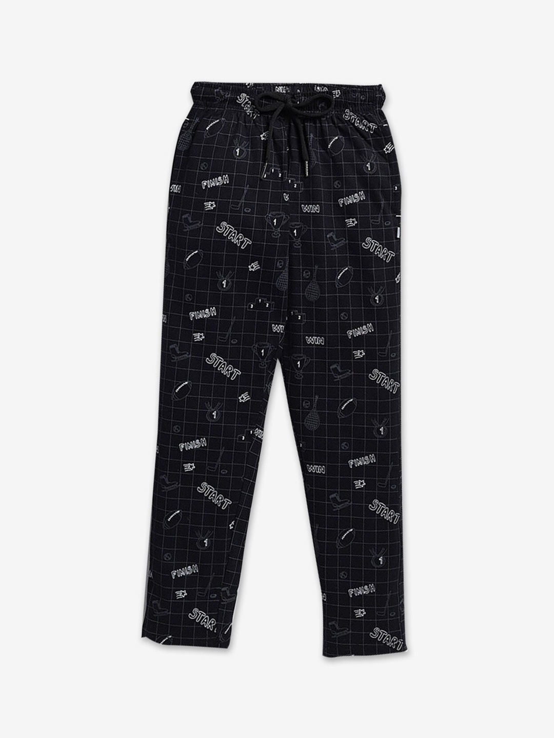 

Hopscotch Boys Printed Cotton Track Pant, Black