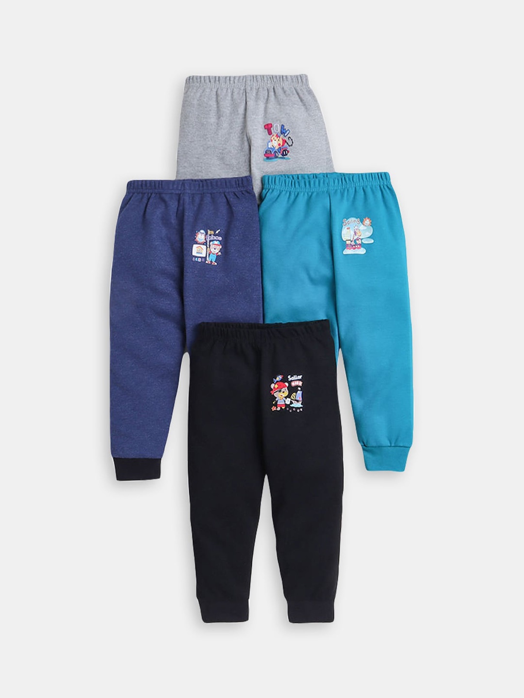 

Hopscotch Boys Pack Of 4 Printed Detail Cotton Joggers, Grey