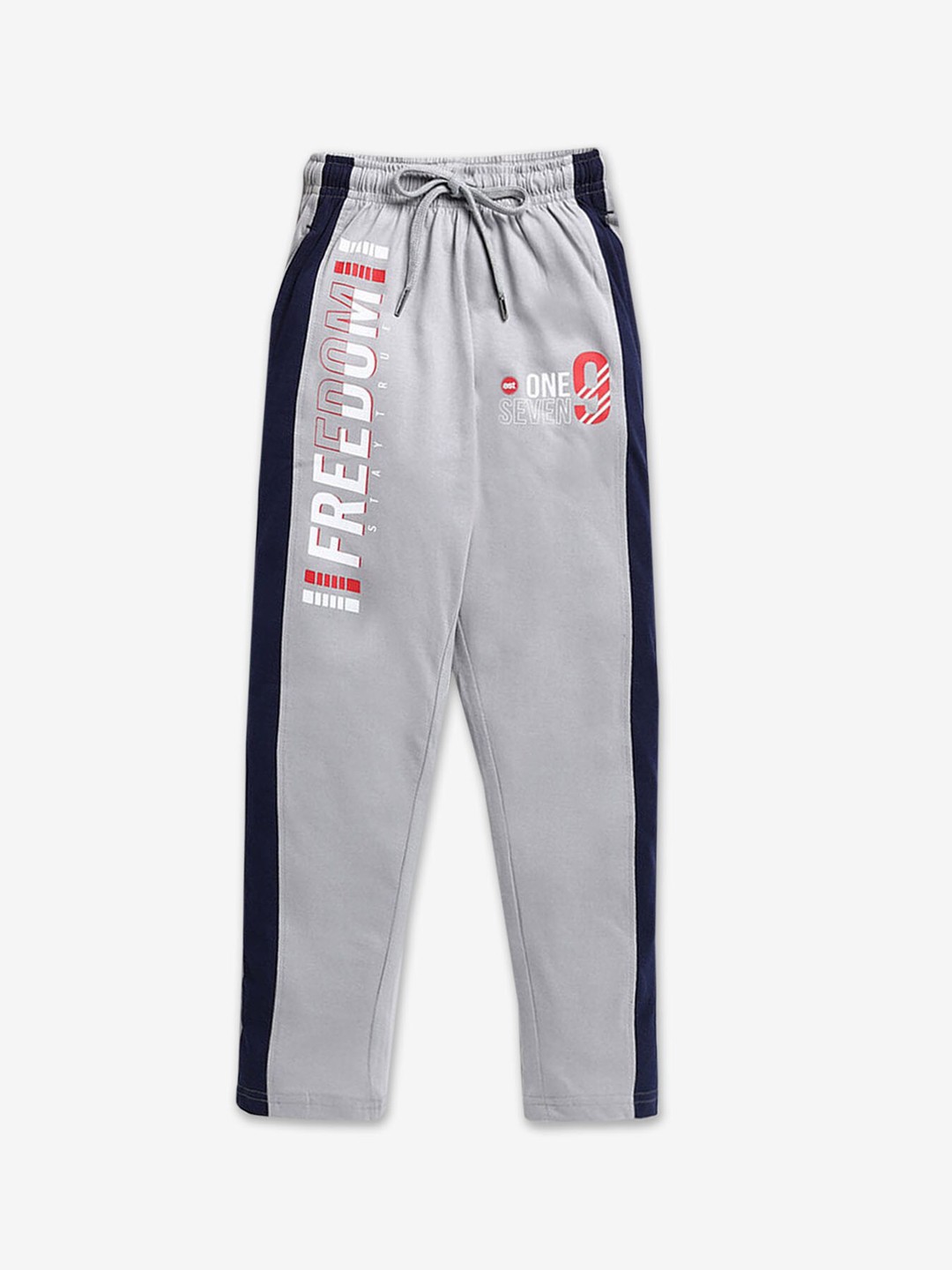 

Hopscotch Boys Printed With Side Panel Detail Cotton Track Pants, Grey