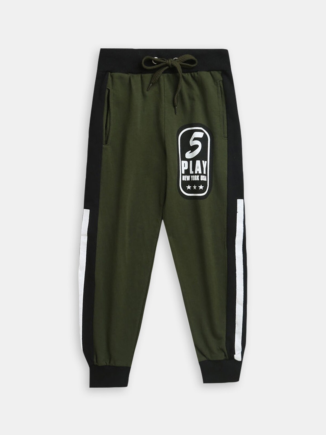 

Hopscotch Boys Printed Cotton Joggers, Green