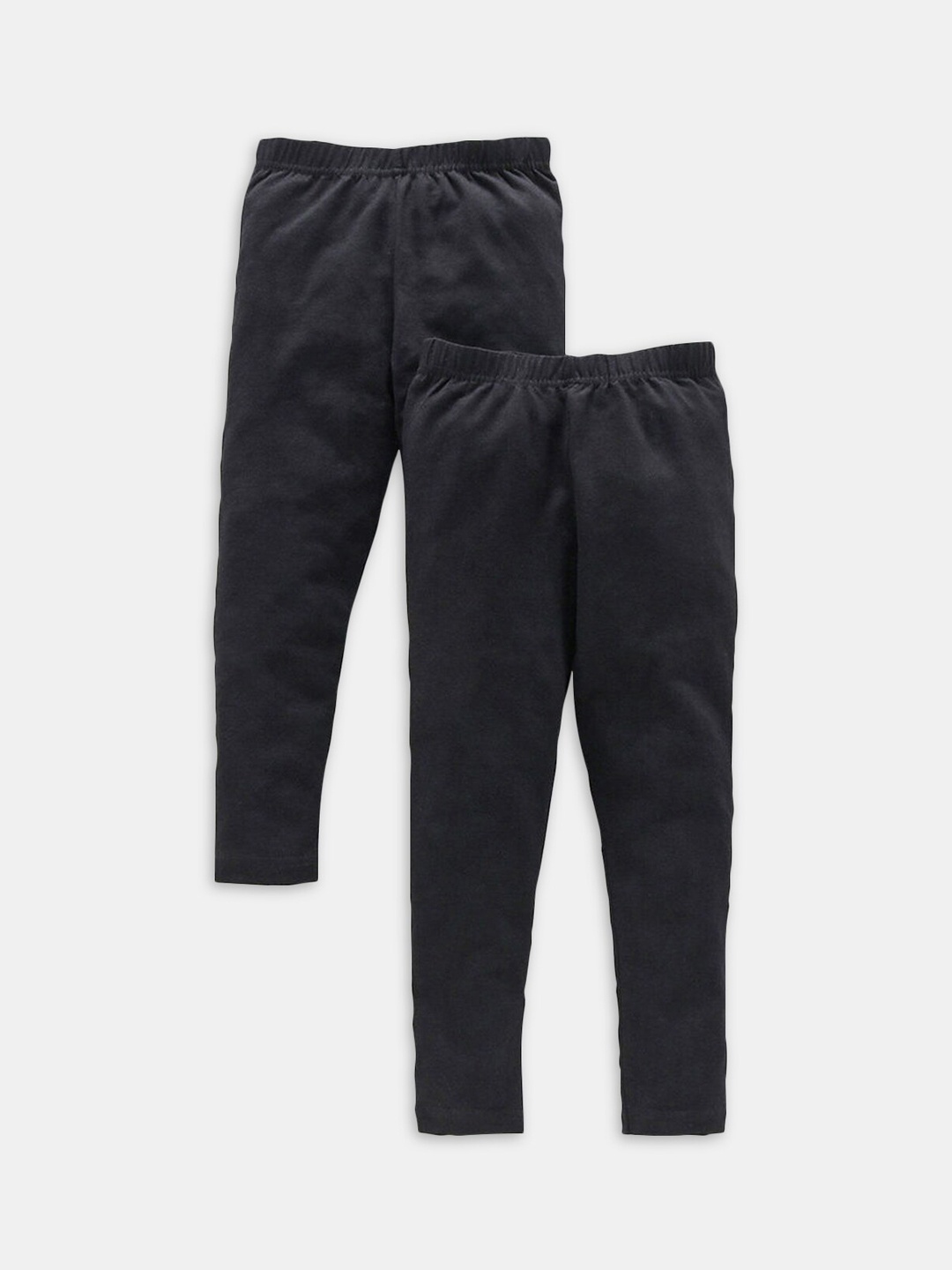 

Hopscotch Girls Pack Of 2 Ankle Length Cotton Leggings, Black