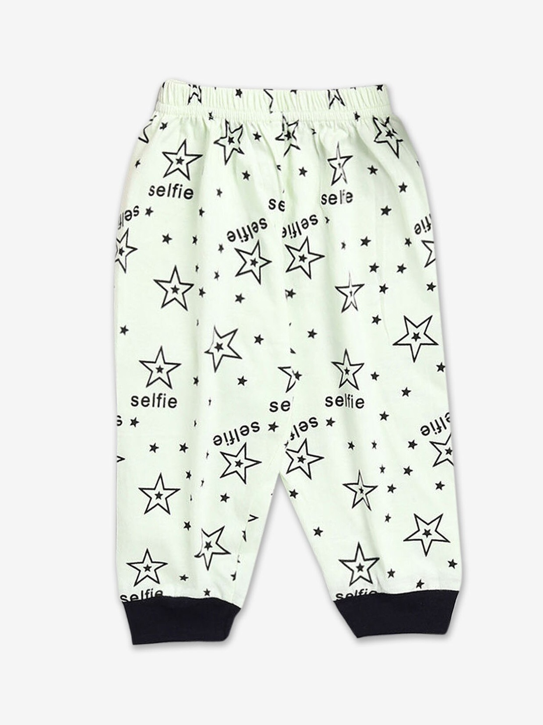 

Hopscotch Infant-Girls Star Printed Cotton Joggers, Green