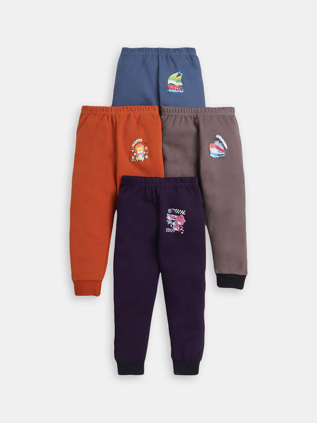 

Hopscotch Boys Pack of 4 Graphic Printed Detail Cotton Joggers, Blue