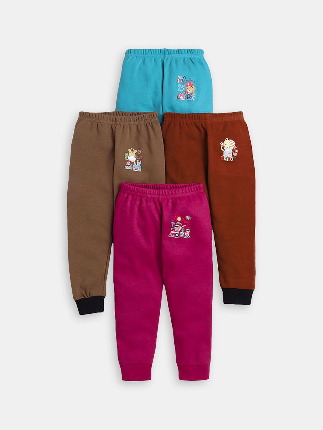 

Hopscotch Boys Pack Of 4 Printed Cotton Joggers, Blue