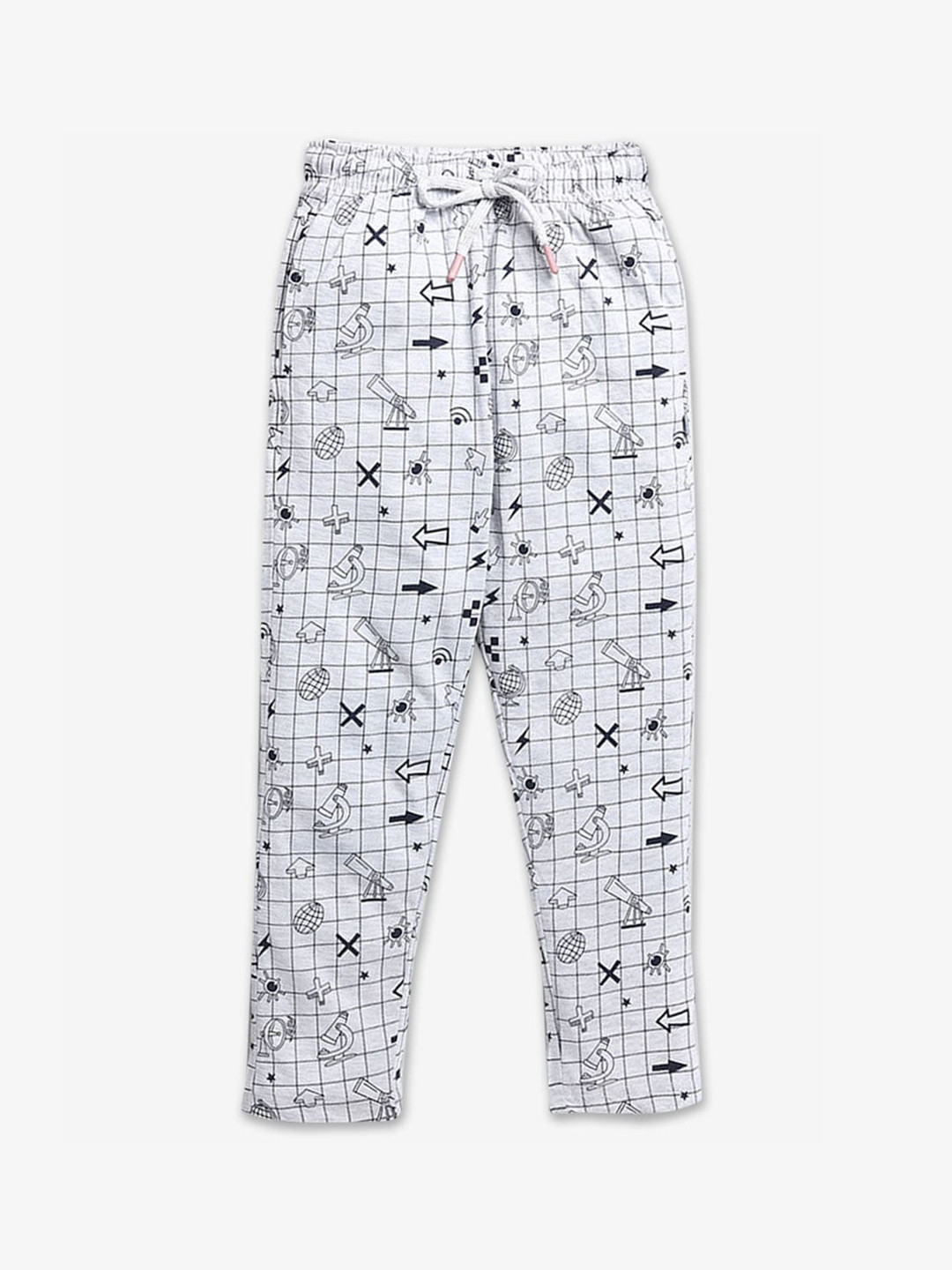 

Hopscotch Boys Printed Cotton Track Pants, White