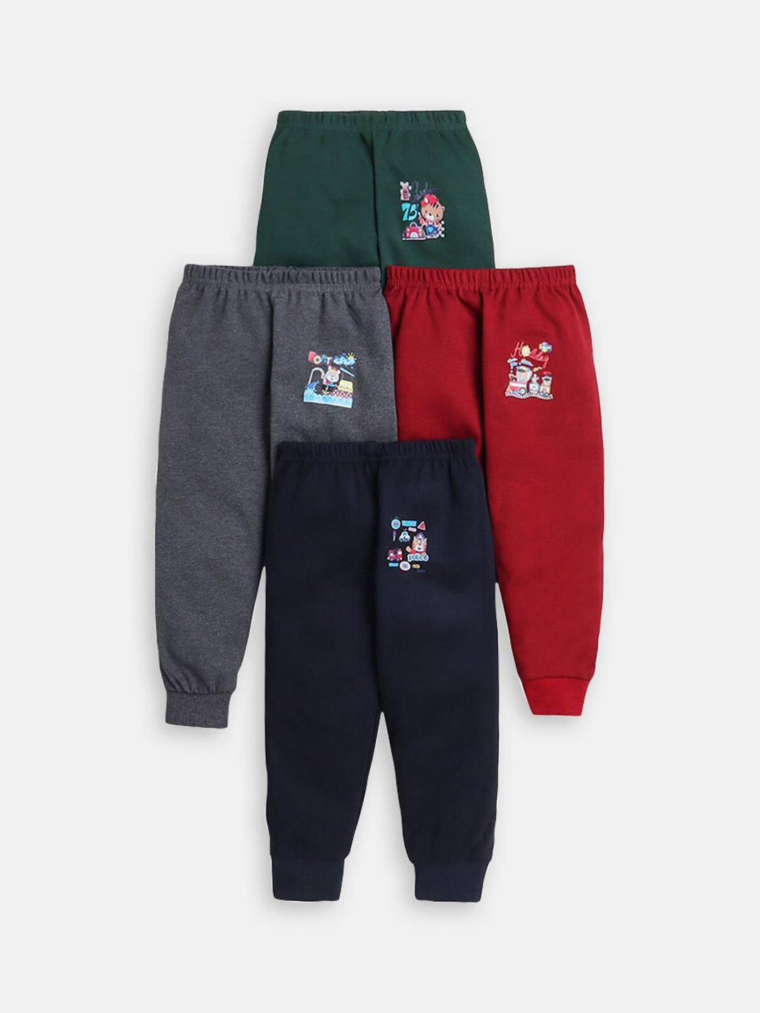 

Hopscotch Infant-Boys Pack Of 4 Printed Detail Cotton Joggers, Green