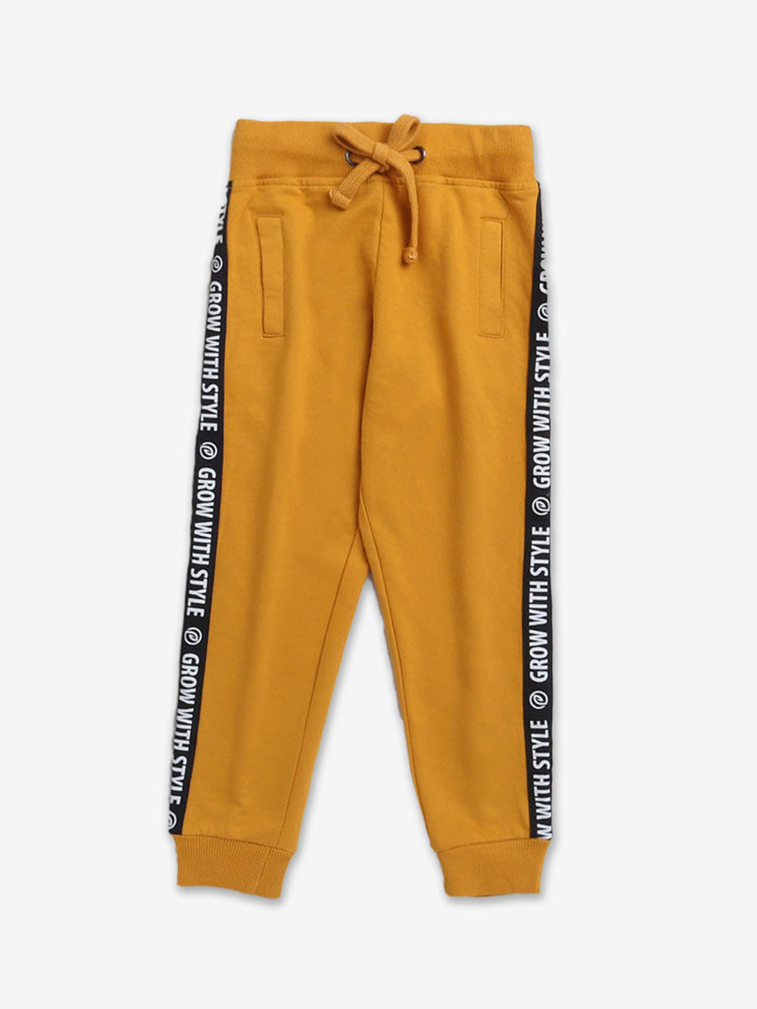 

Hopscotch Boys Side Printed Detail Cotton Joggers, Yellow
