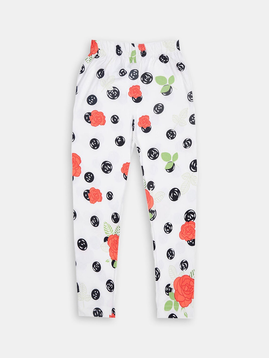 

Hopscotch Girls Printed Cotton Ankle Length Leggings, White