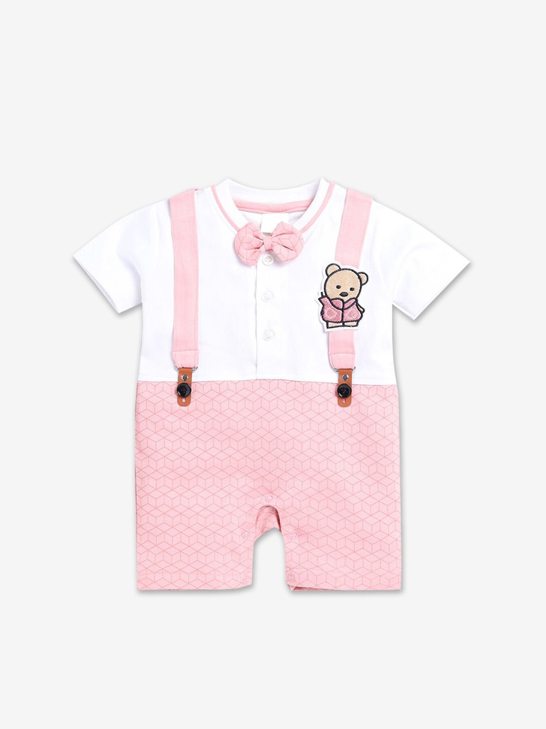 

Hopscotch Infant Boys Printed Cotton Rompers, Pink