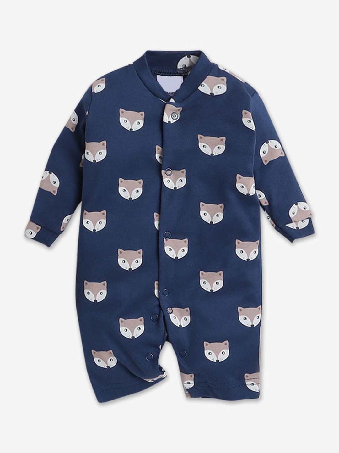 

Hopscotch Infants Printed Cotton Rompers, Navy blue