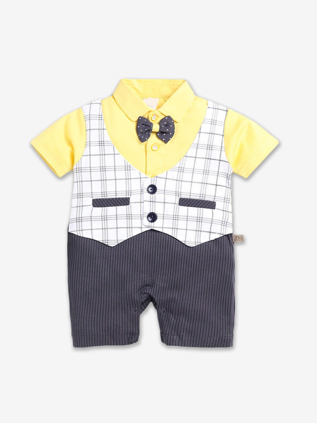 

Hopscotch Infant Boys Printed Cotton Rompers, Yellow