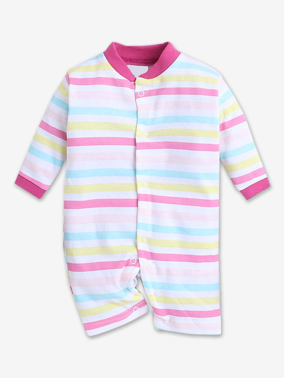 

Hopscotch Infant Striped Cotton Rompers, White