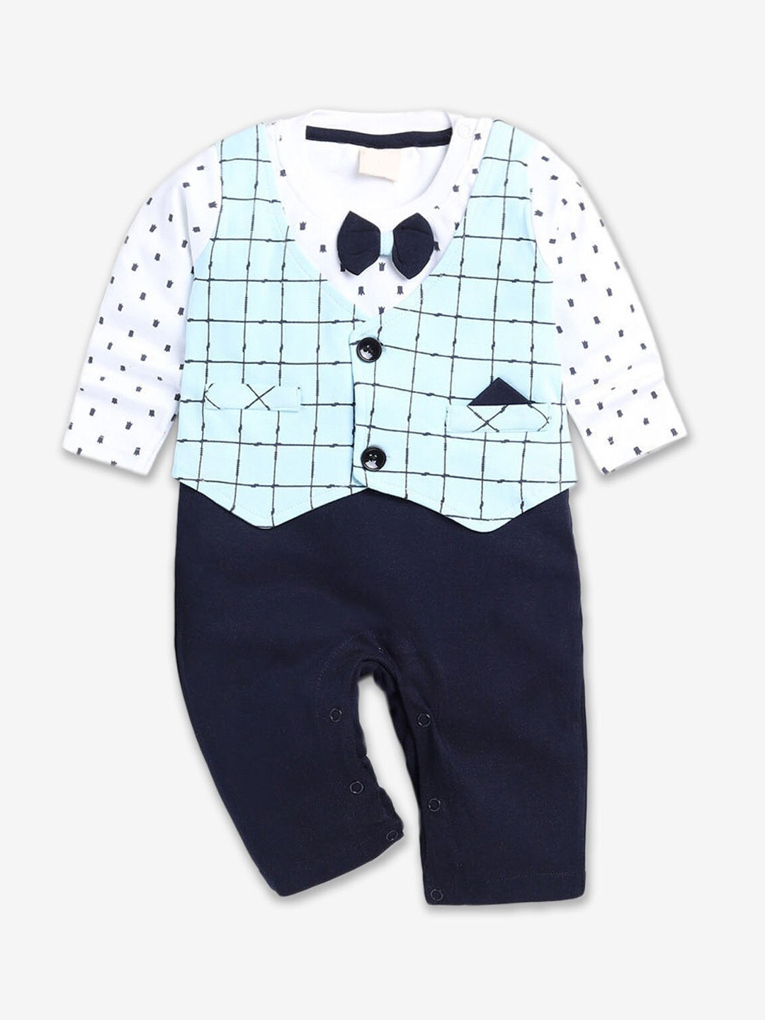 

Hopscotch Infant Boys Printed Cotton Romper, Blue