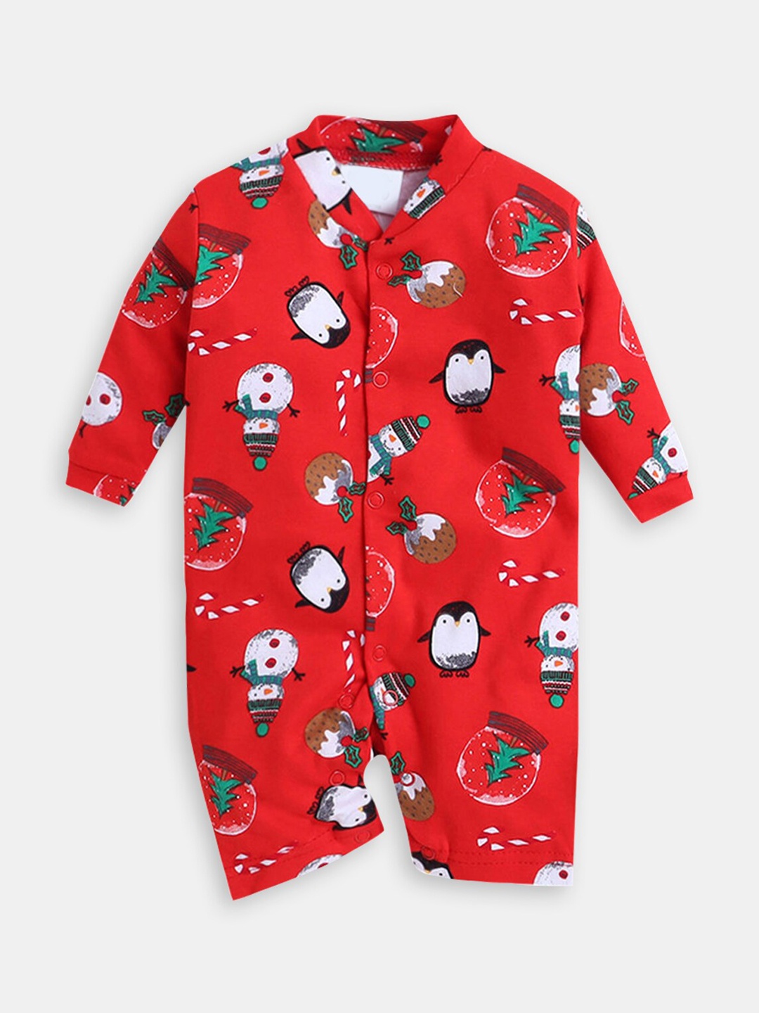 

Hopscotch Infants Printed Cotton Rompers, Red