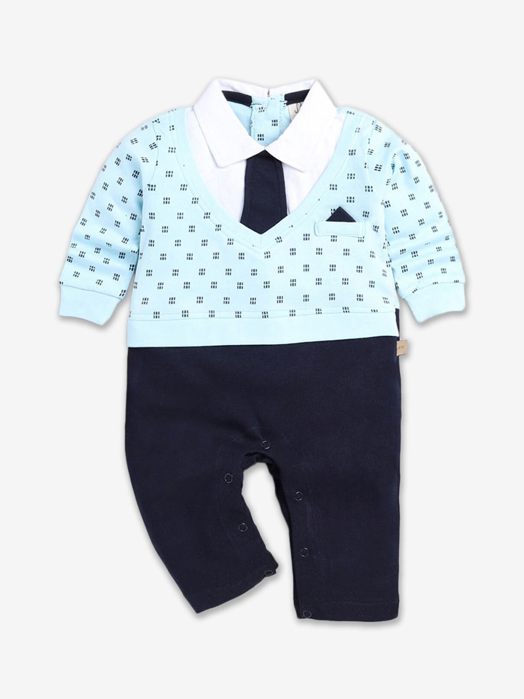 

Hopscotch Infant Boys Printed Cotton Romper, Blue