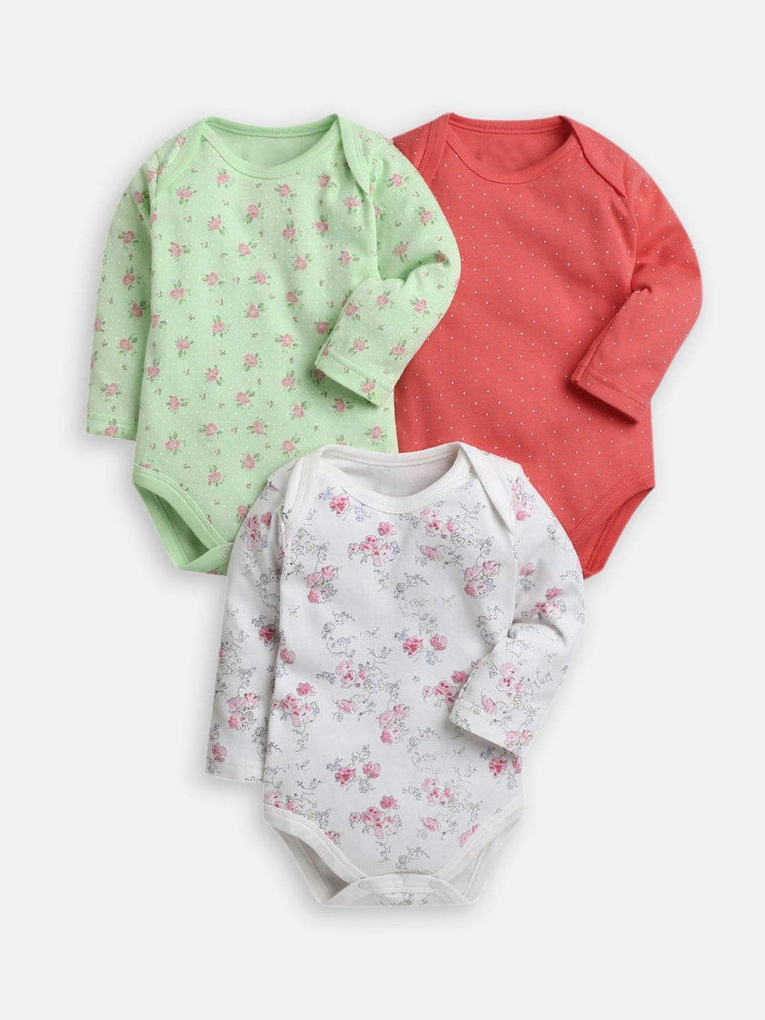 

Hopscotch Infants Girls 3Pcs Printed Cotton Rompers, White
