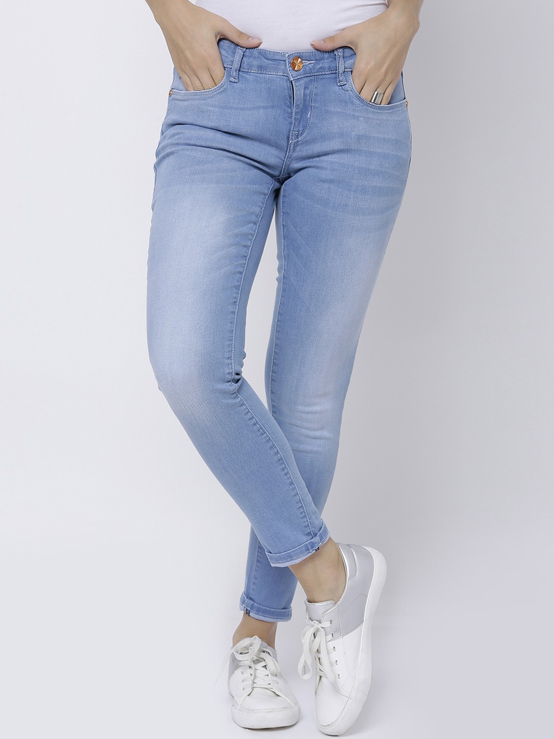 

Tokyo Talkies Women Blue Super Skinny Fit Mid-Rise Clean Look Stretchable Jeans