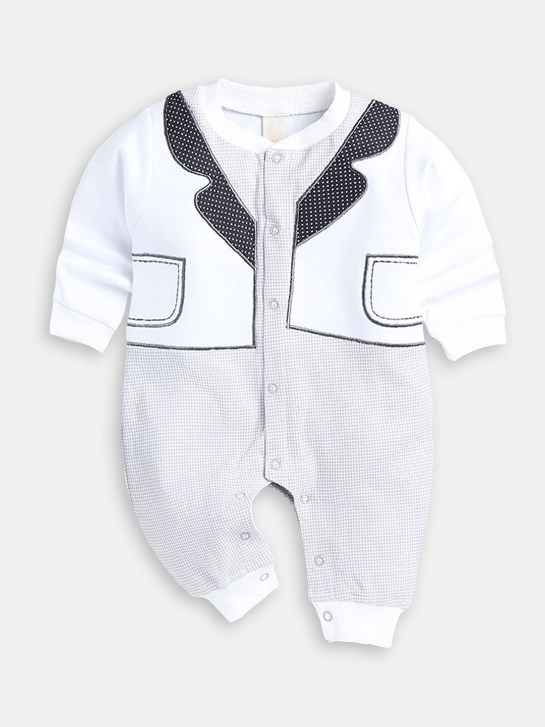 

Hopscotch Infant Boys Checked Cotton Romper, White