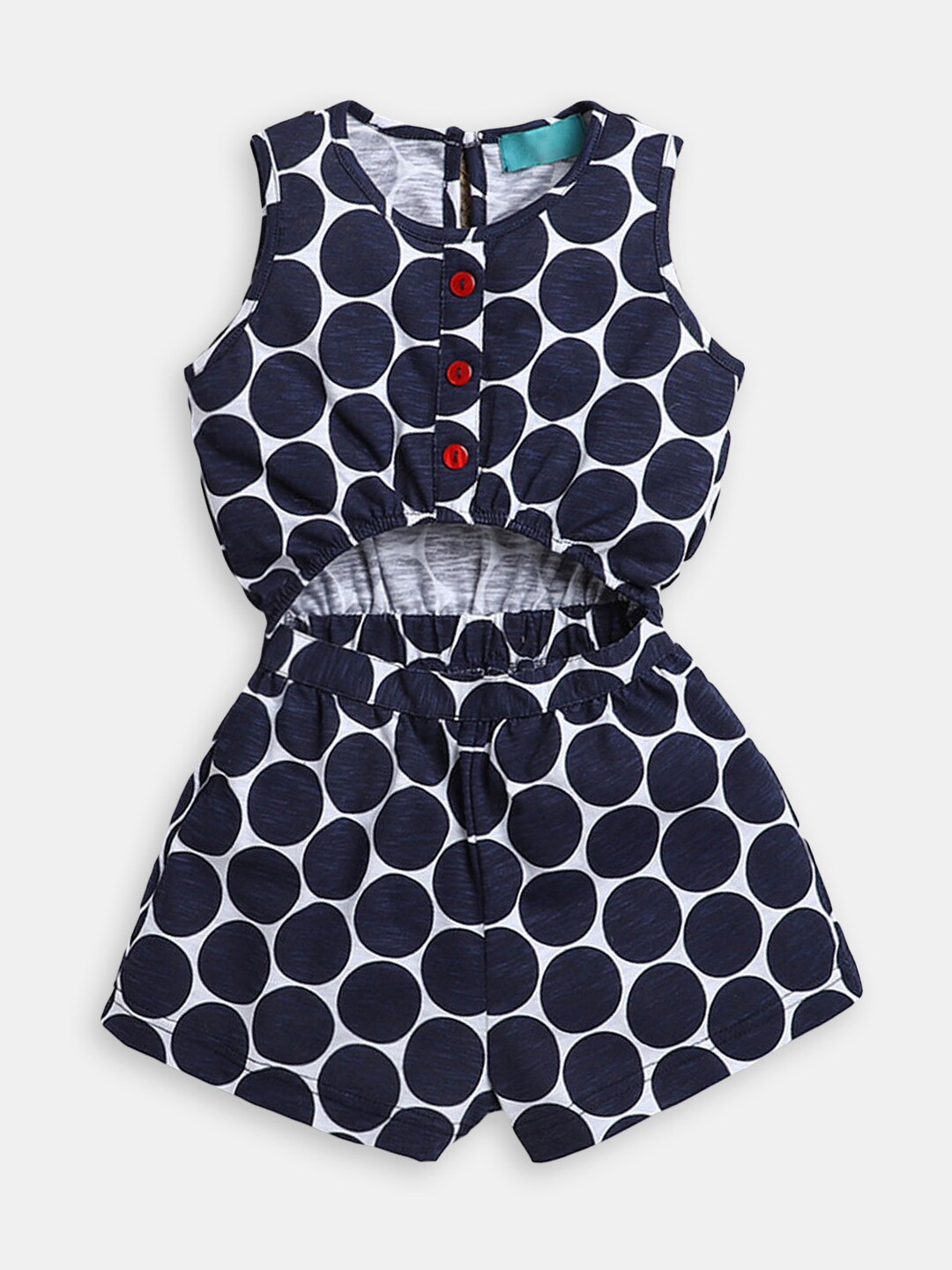 

Hopscotch Girls Printed Cut-Out Detail Cotton Playsuit, Blue