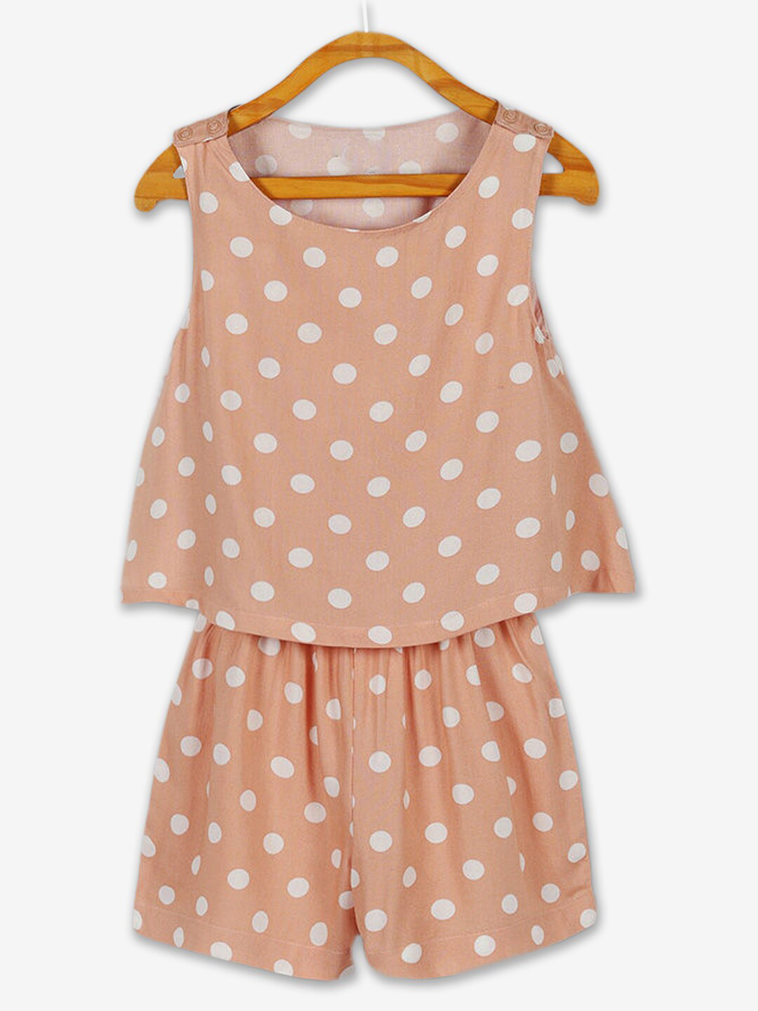 

Hopscotch Girls Printed Sleeveless Playsuits, Pink
