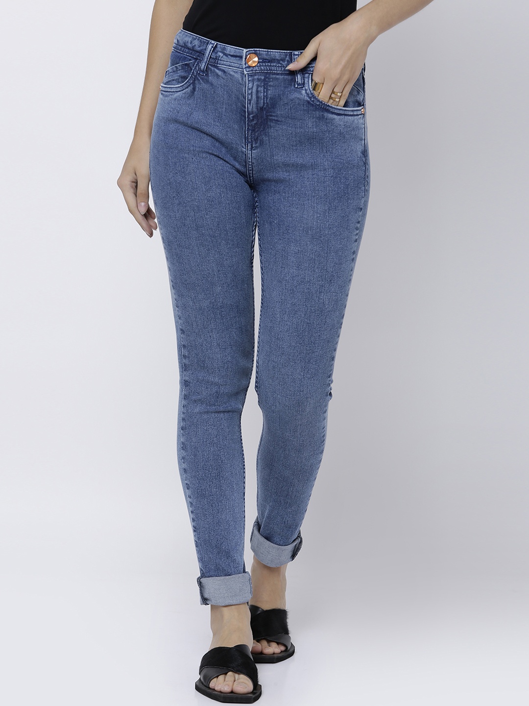 

Tokyo Talkies Women Blue Super Skinny Fit Mid-Rise Clean Look Stretchable Jeans